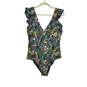 Summersalt Rifle Paper Ruffle Backflip One Piece Floral Bathing Suit Lea Size 14